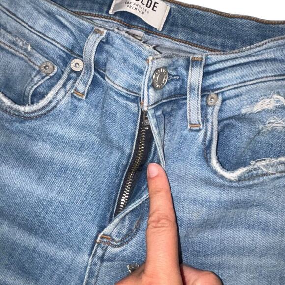 Agolde Light Wash Distressed Skinny Jeans Women’s 24 Casual Classic Beach Preppy - Picture 4 of 10